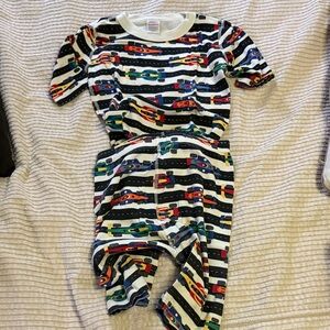 Hanna Andersson Car Print Kids Two Piece Pajama Organic Cotton size 12